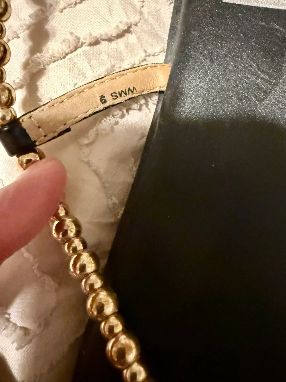 DV by Dolce Vita Black Leather Lace-Up Sandals with Gold Beaded Straps